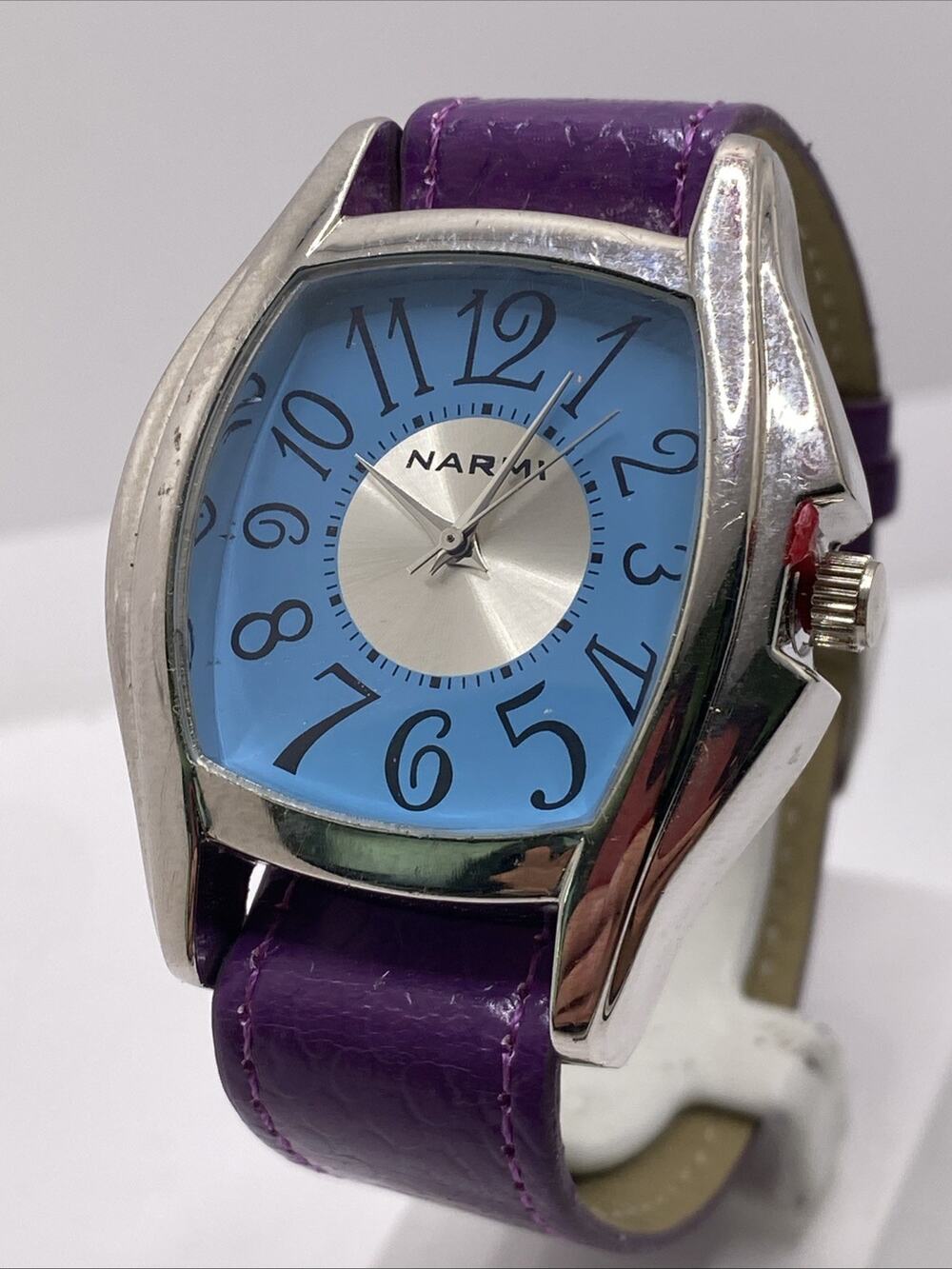 Narmi Womens Blue Dial Silver Watch Colorful Band Works New Battery